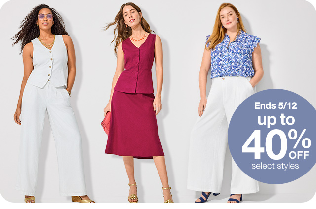 Ends 5/12. Up to 40% Off select styles.