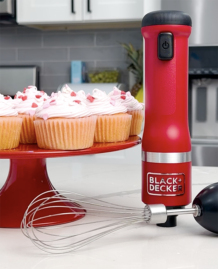 cupcakes with black+decker kitchen wand in red