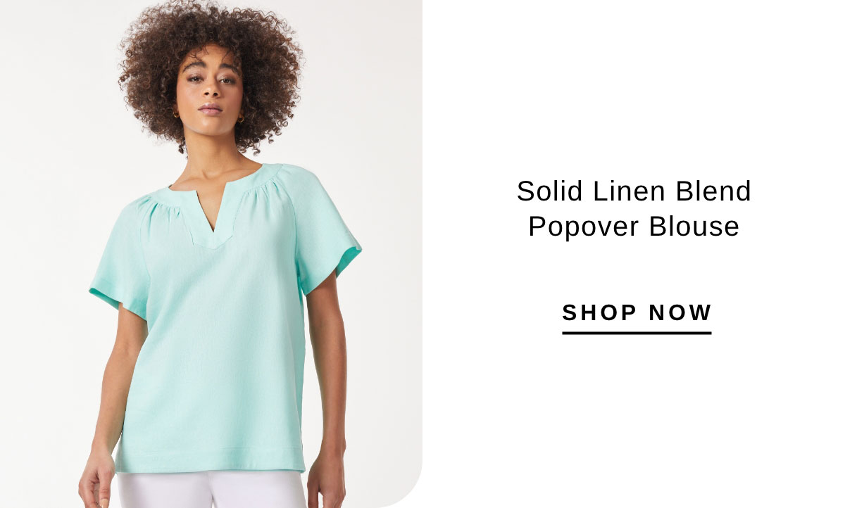 Solid Linen Blend Popover Blouse | SHOP NOW