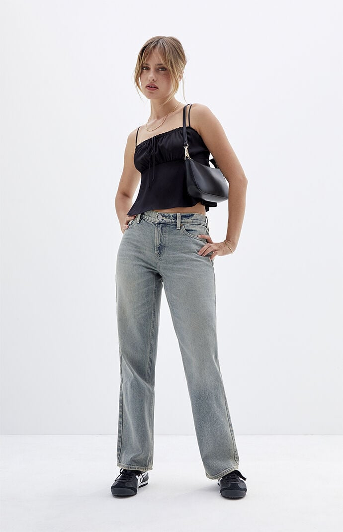 Image: Jordyn Medium Indigo Low Rise Straight Leg Jeans