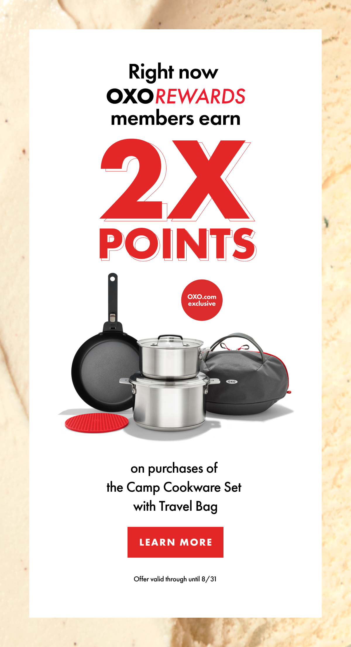 OXO rewards members earn 2x points