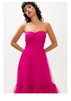 Tulle Frill Bandeau Maxi Dress