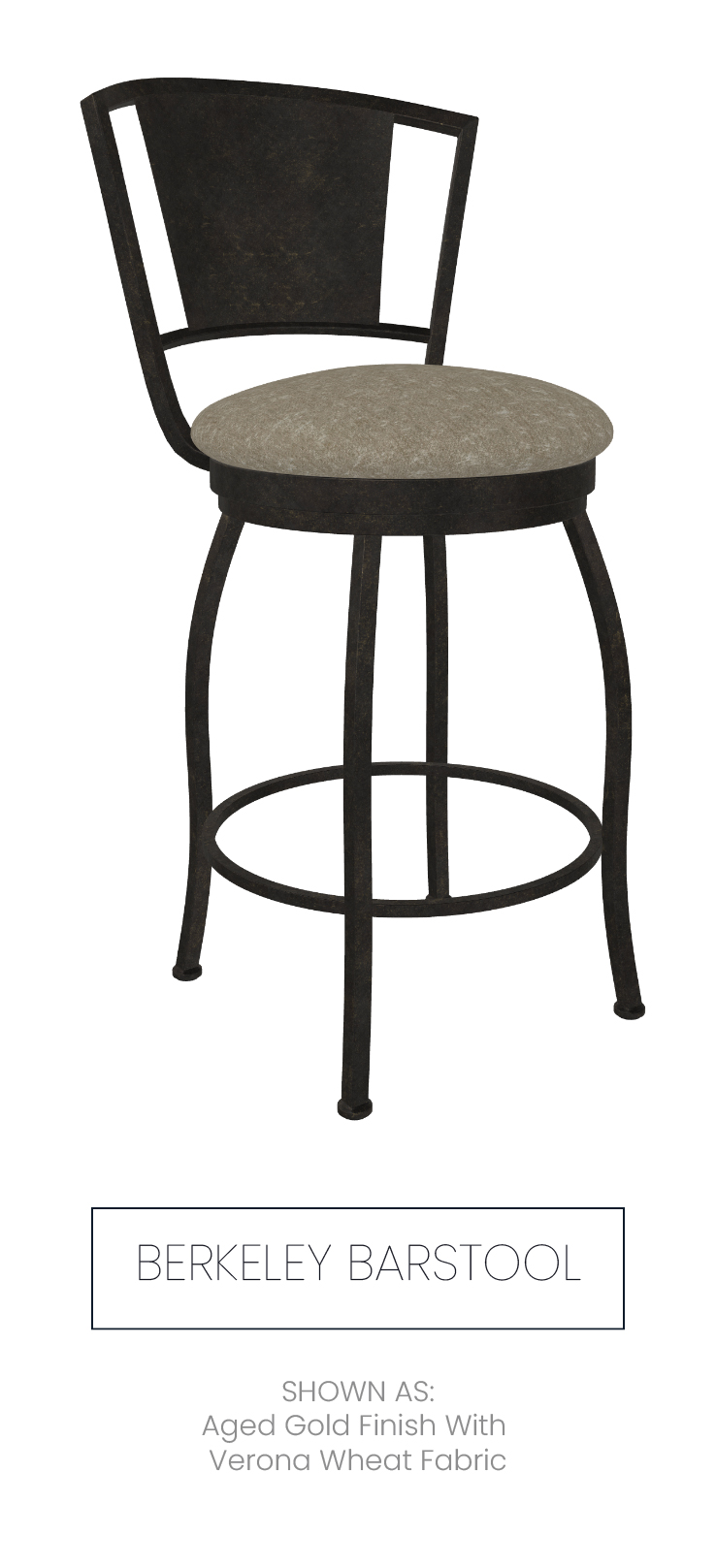 Berkeley Barstool shown as Expresso finish with Max Denim Performance fabric