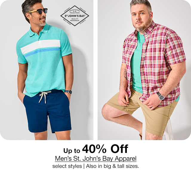 Up to 40% Off Men's St. John's Bay Apparel, select styles | Also in big & tall sizes.