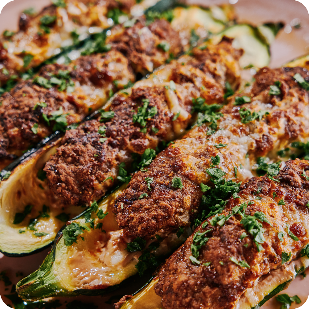 Turkey-stuffed air fryer zucchini