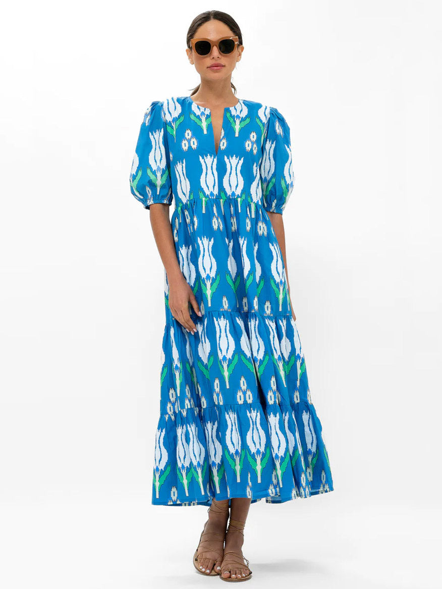 Image of Oliphant Puff Sleeve Maxi Dress in Sumba Blue Tulip