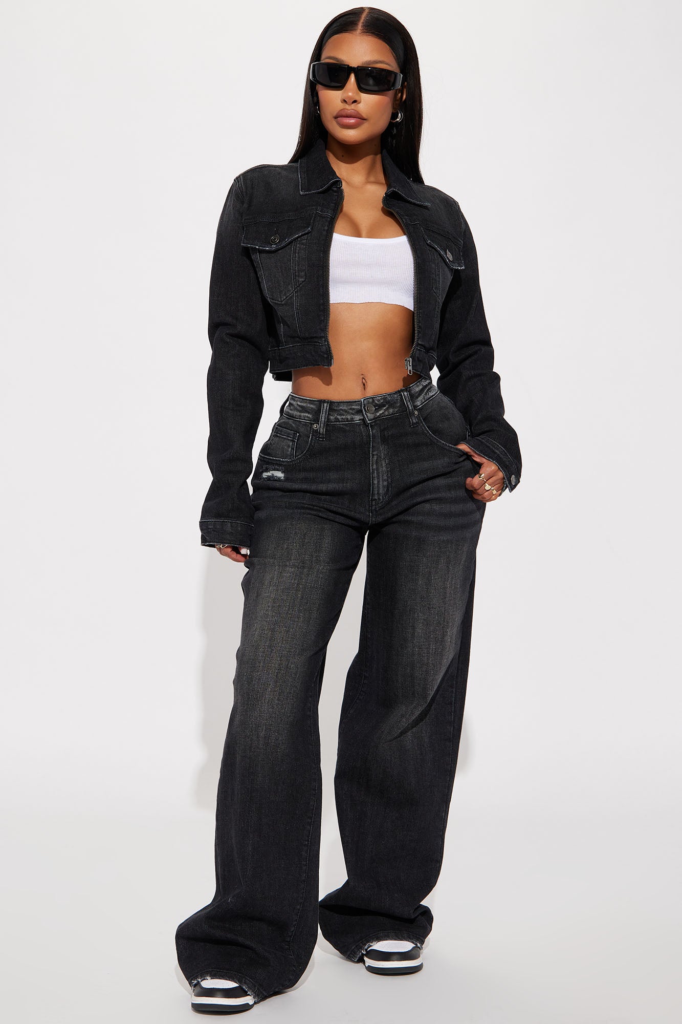 Image of Astrid Wide Leg Baggy Jean - Black Wash