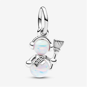 Opalescent Snowman Dangle Charm