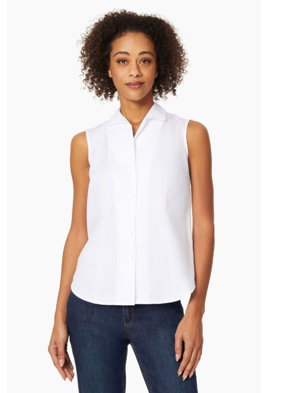 Easy-Care Sleeveless Button-Up Shirt