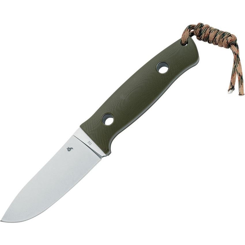 Black Fox 710D2OD Vesuvius Stonewash Fixed Blade Knife OD Green Handles