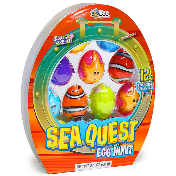 129182 - Bee International Sea Quest Aquatic Plastic Easter Eggs with Candy: 12-Piece Pack