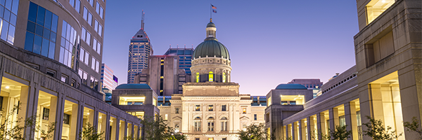 Indiana Statehouse at Night - 2021 Indiana Legislative Update (600x200)