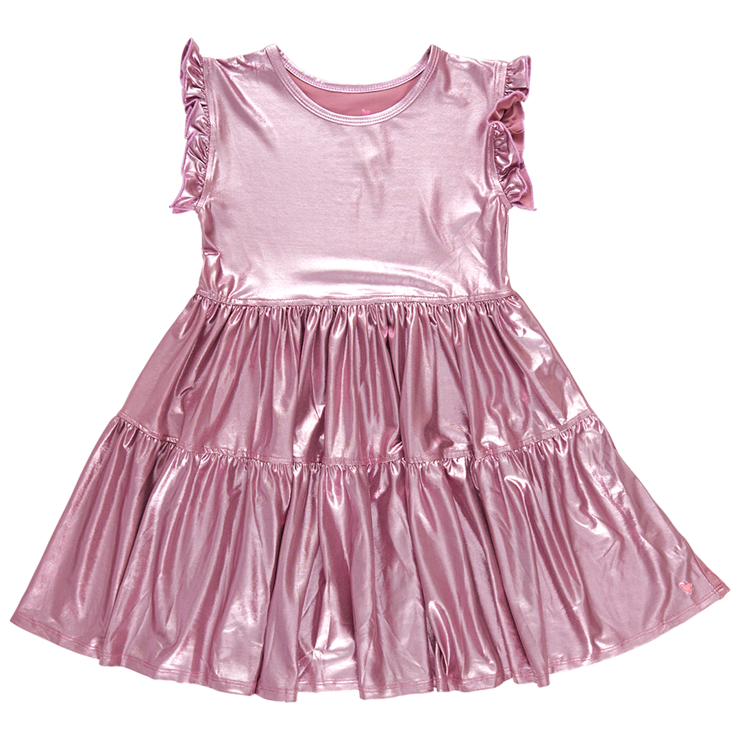 Image of Girls Lame Polly Dress - Light Pink Lame