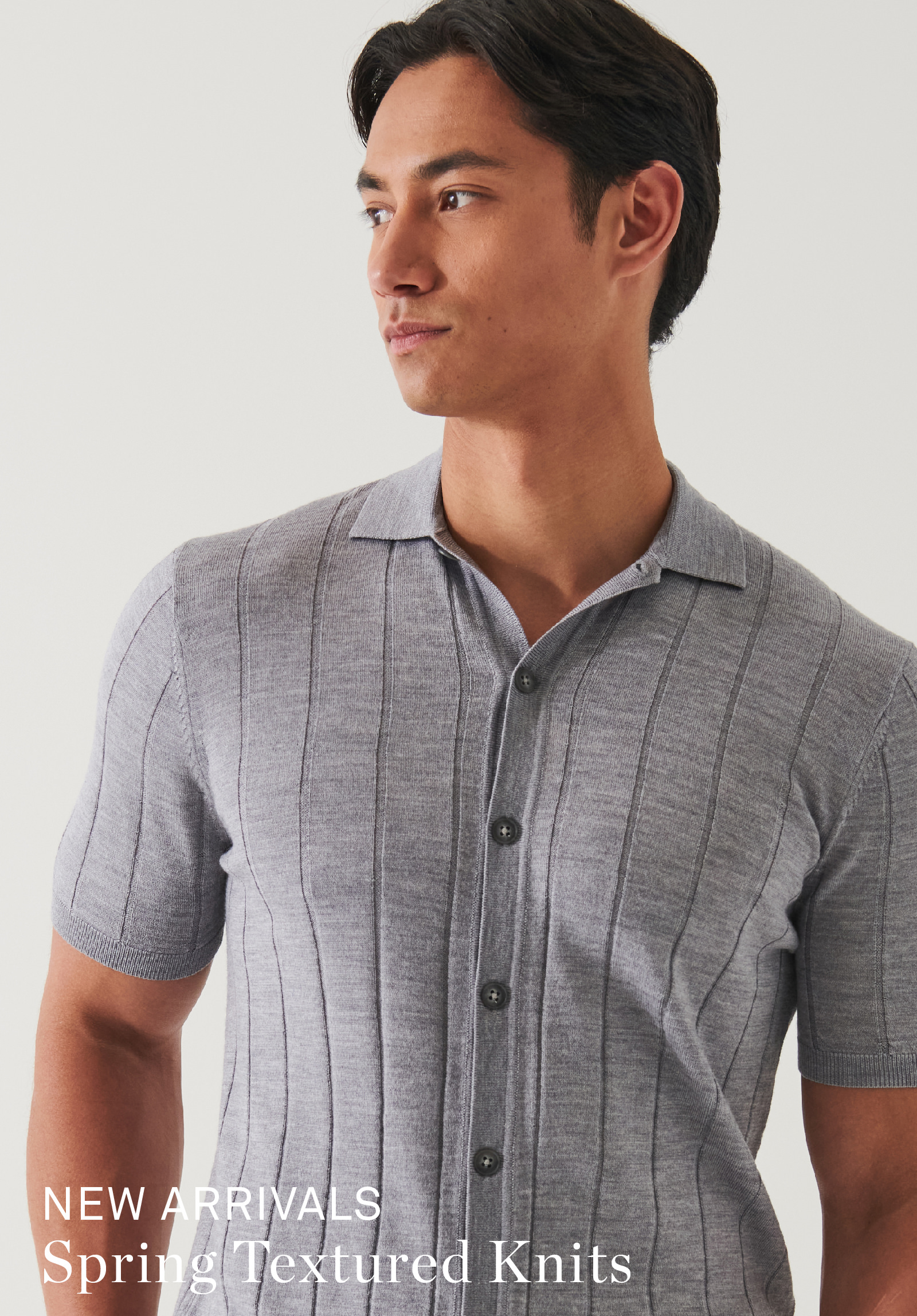 MERINO WOOL-SILK BLEND KNIT BUTTON UP