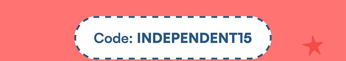 Code: INDEPENDENT15