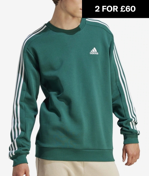 adidas Crew 3-Stripes Pullover Sweatshirt Mens