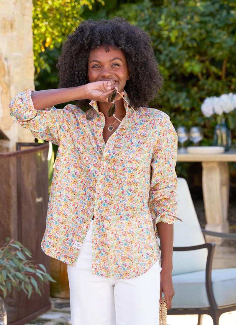 Image of Eileen Tiny Floral Linen Shirt