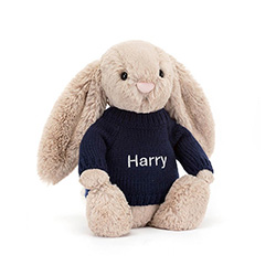 Bashful-Beige-Bunny-with-Personalised-Navy-Jumper