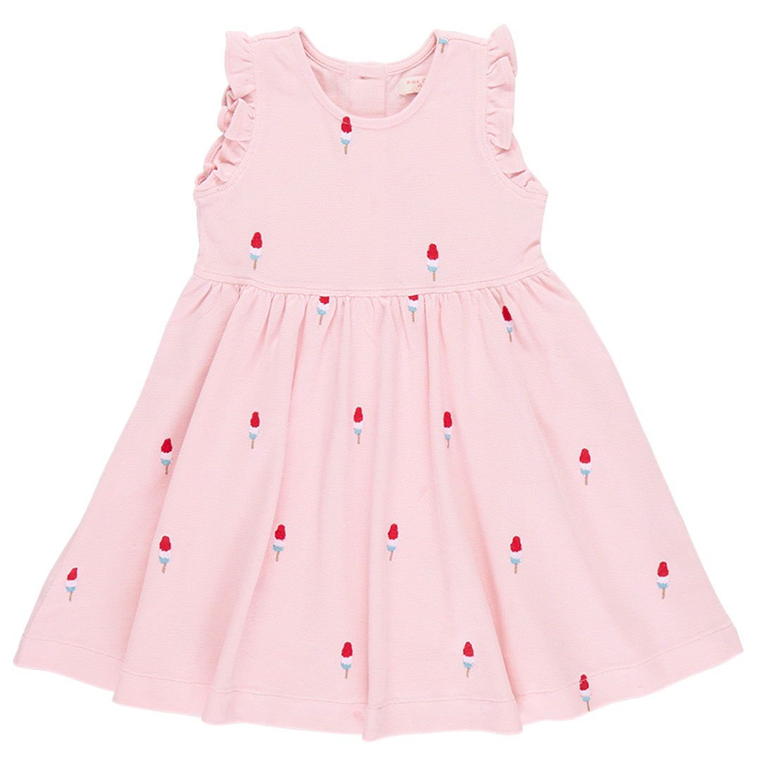 Image of Girls Kelsey Dress - Pink Rocket Pop Embroidery