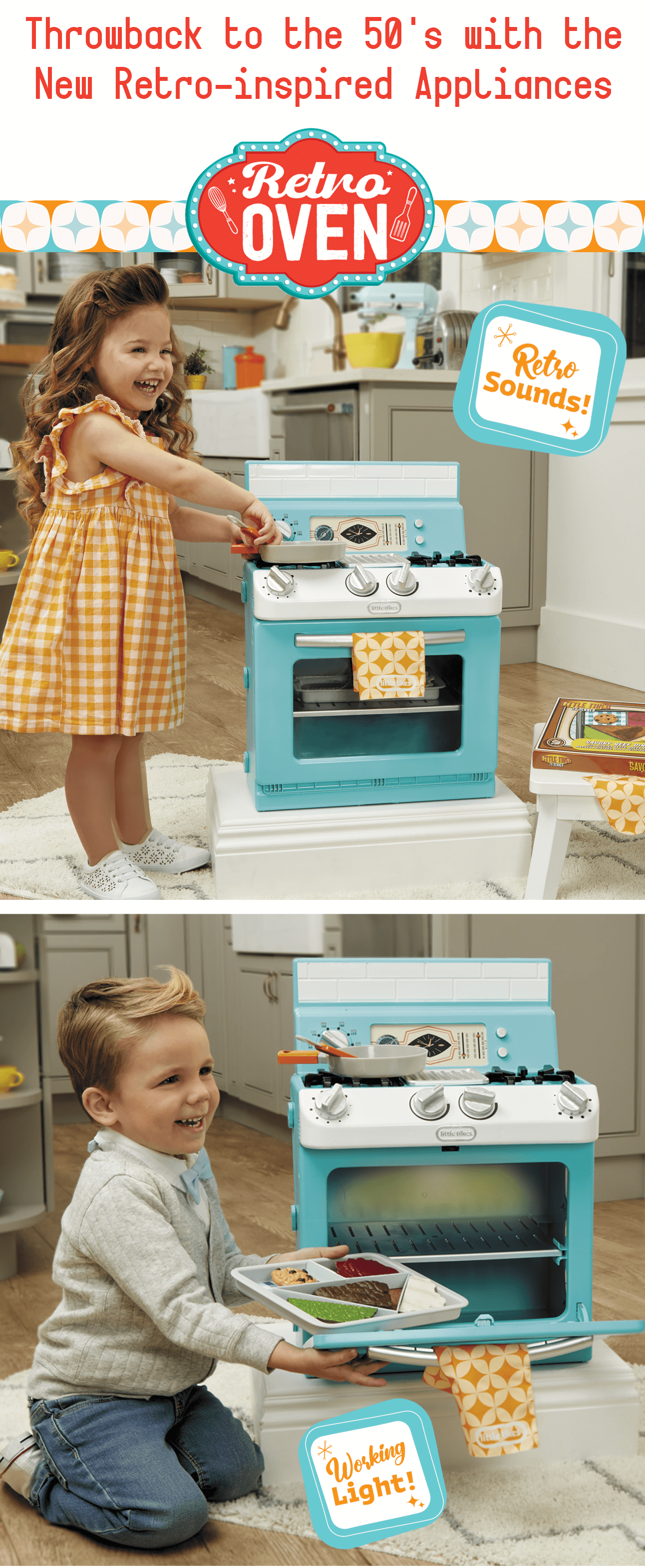 Throwback to the 50's with the New Retro-Inspired Appliances. Retro Oven. Retro Sounds! Working Light!