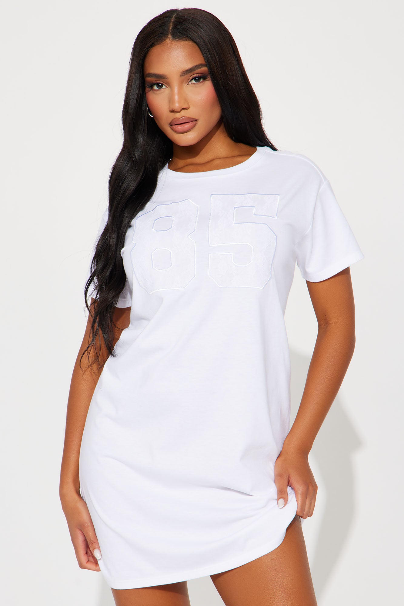 Image of 1985 Oversized Mini T-Shirt Dress - White