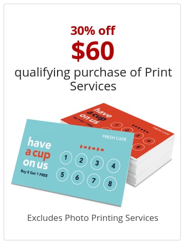 Now 30% off $60 qualifying purchase of Print Services Excludes Photo Printing Services