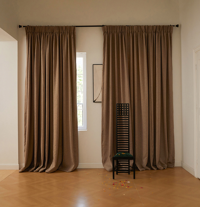 Custom Aspen Wool Textured Room Darkening Curtain