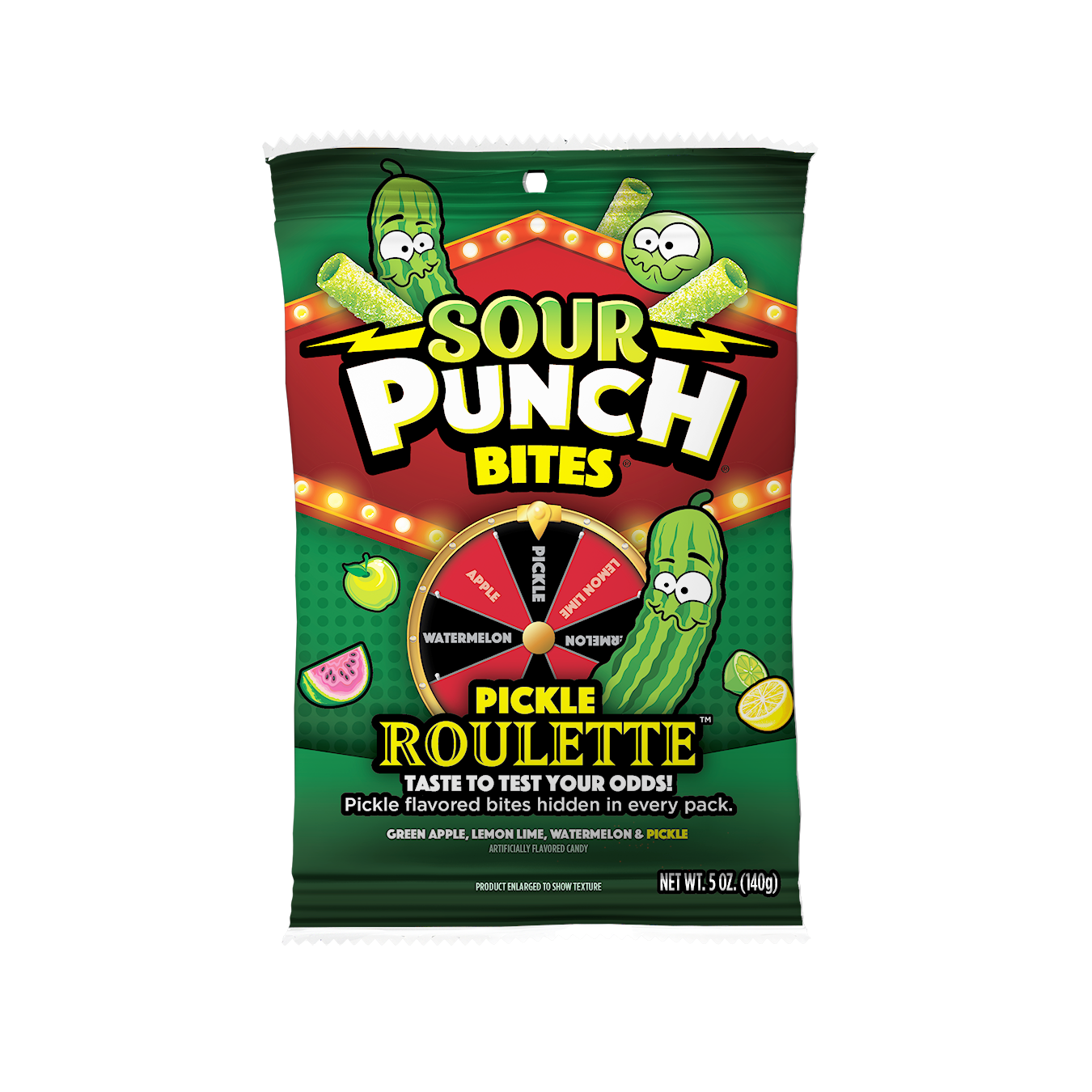 Image of SOUR PUNCH Pickle Roulette Bites, 5oz Bag