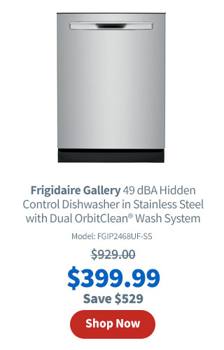 Frigidaire Gallery 49 dBA Hidden Control Dishwasher in Stainless Steel with Dual OrbitClean® Wash System