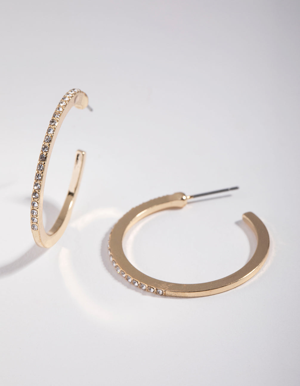 Image of Gold Thin Diamante Hoop Earrings