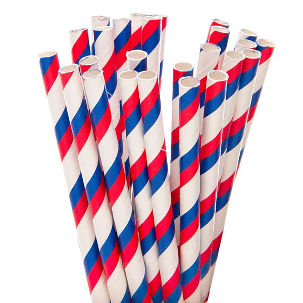 132198 - Paper 7.75-Inch Drinking Straws - Red White and Blue Stripes: 25-Piece Pack