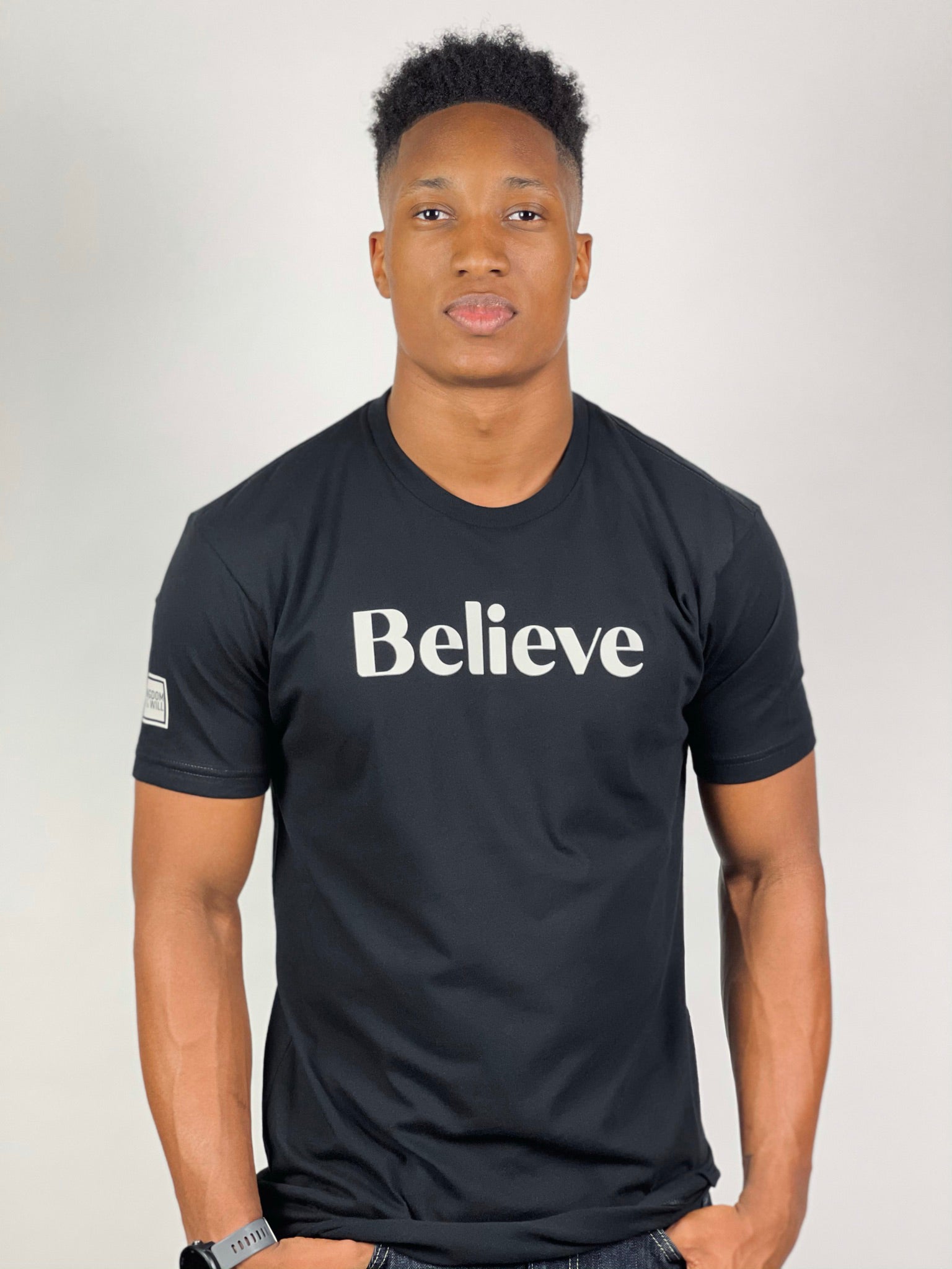 Image of Believe T-Shirt (Black & Greige)