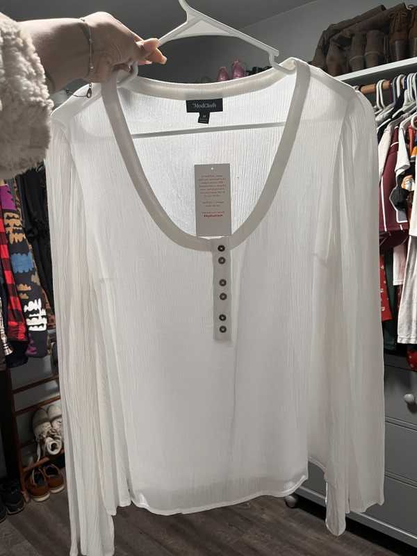 Image of White Longsleeve Blouse  - Pre-Loved