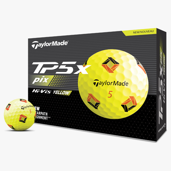 TP5x Pix Yellow golf ball and box