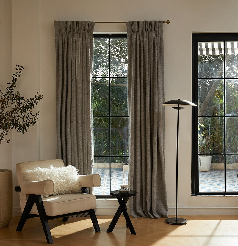 Custom Meteor Linen Blend Textured Room Darkening Curtain