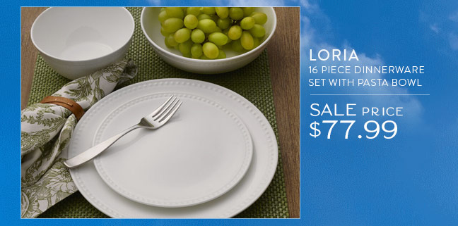 Loria 16 Piece Dinnerware Set with Pasta Bowl | Sale Price $77.99