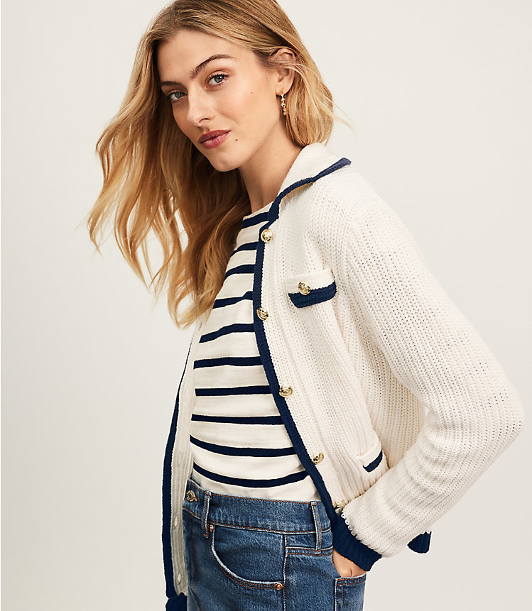 Tipped Ribbed Sweater Jacket