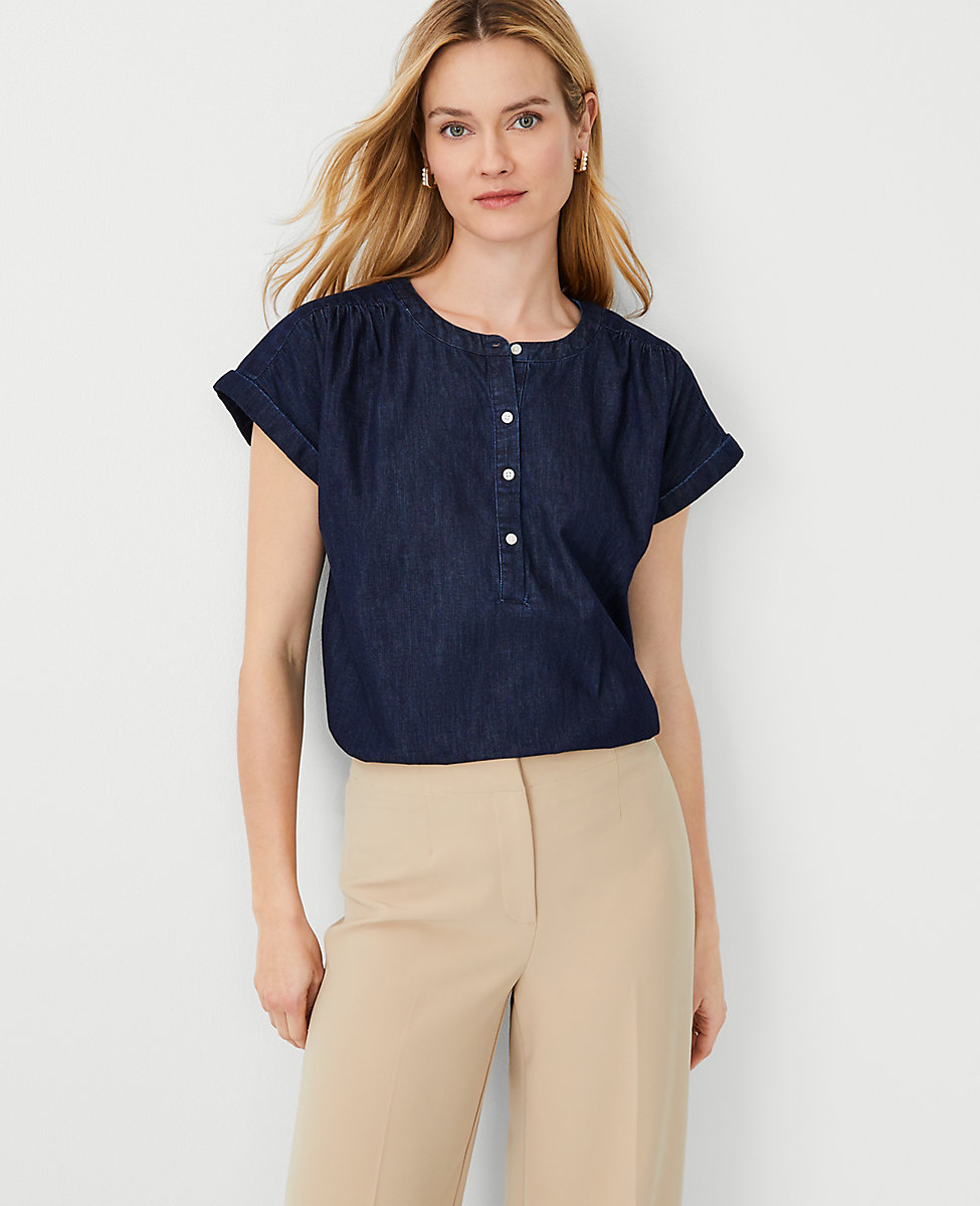 Chambray Drop Shoulder Popover