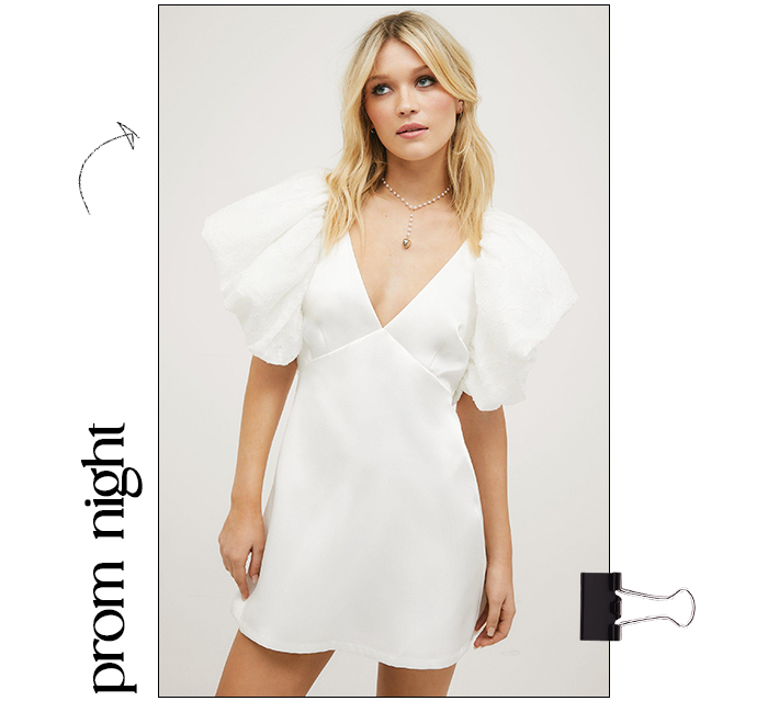 Extreme Puff Sleeve Plunge Mini Dress