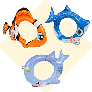 Three 17.5-in. fish-shaped swim rings