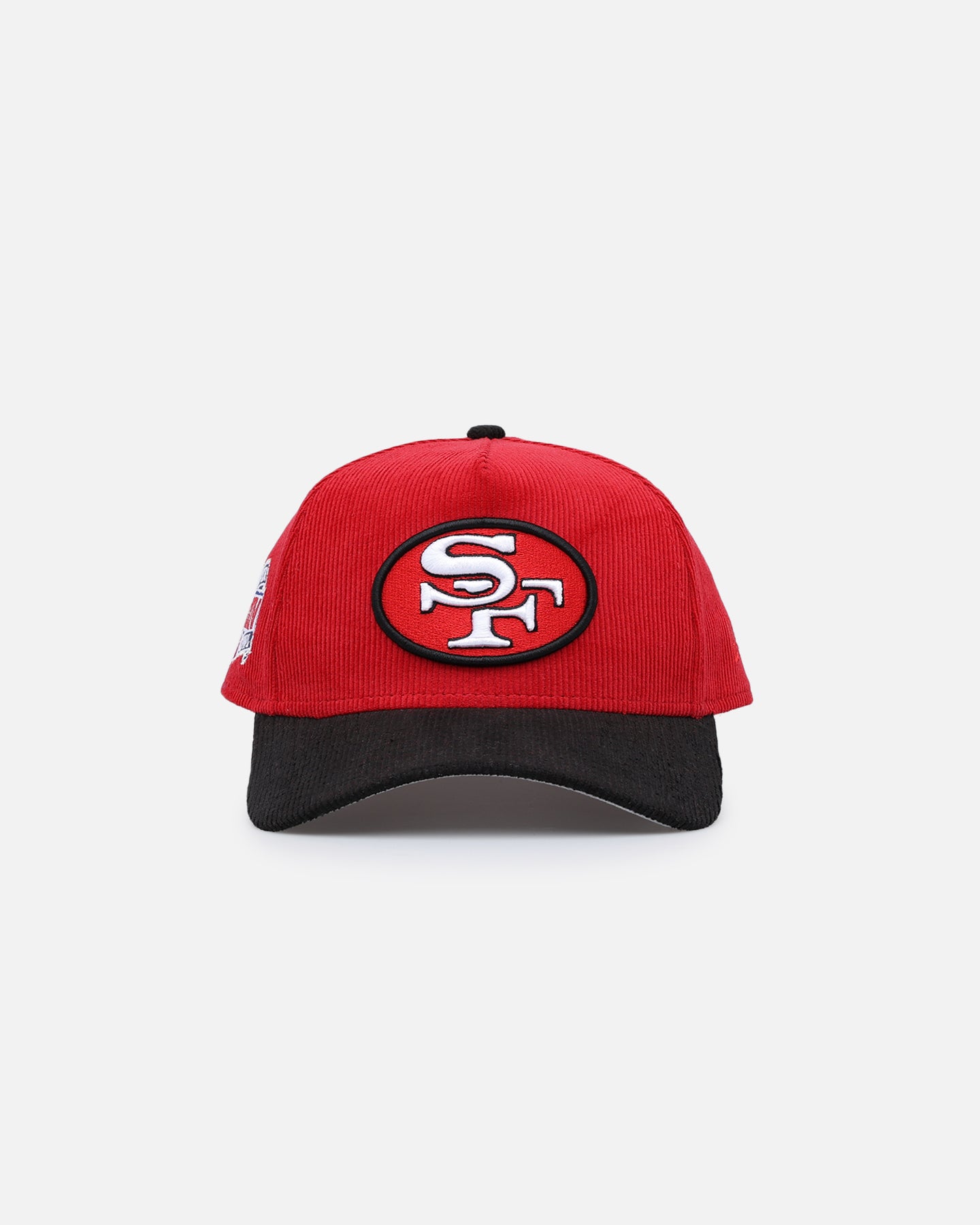 Image of New Era San Francisco 49ers 'NFL 2-Tone Corduroy' 9FORTY A-Frame Snapback Red/Black