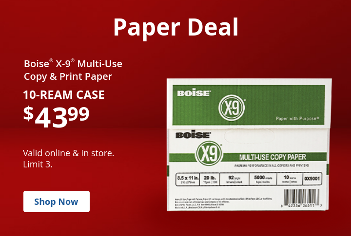 Paper Deal: $43.99 Boise X-9 10-ream paper case