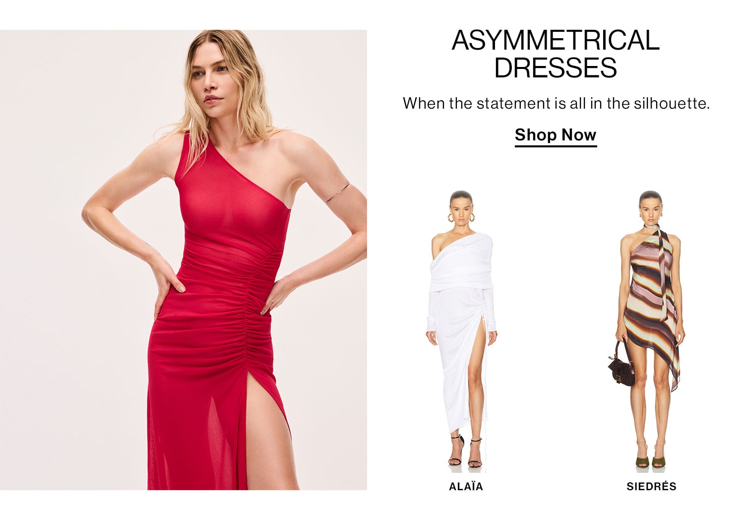 Asymmetrical Dresses. When the statement is all in the silhouette.Shop Now 