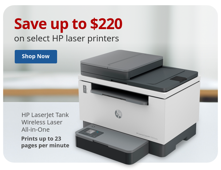 Save upto $220 on select HP laser printers