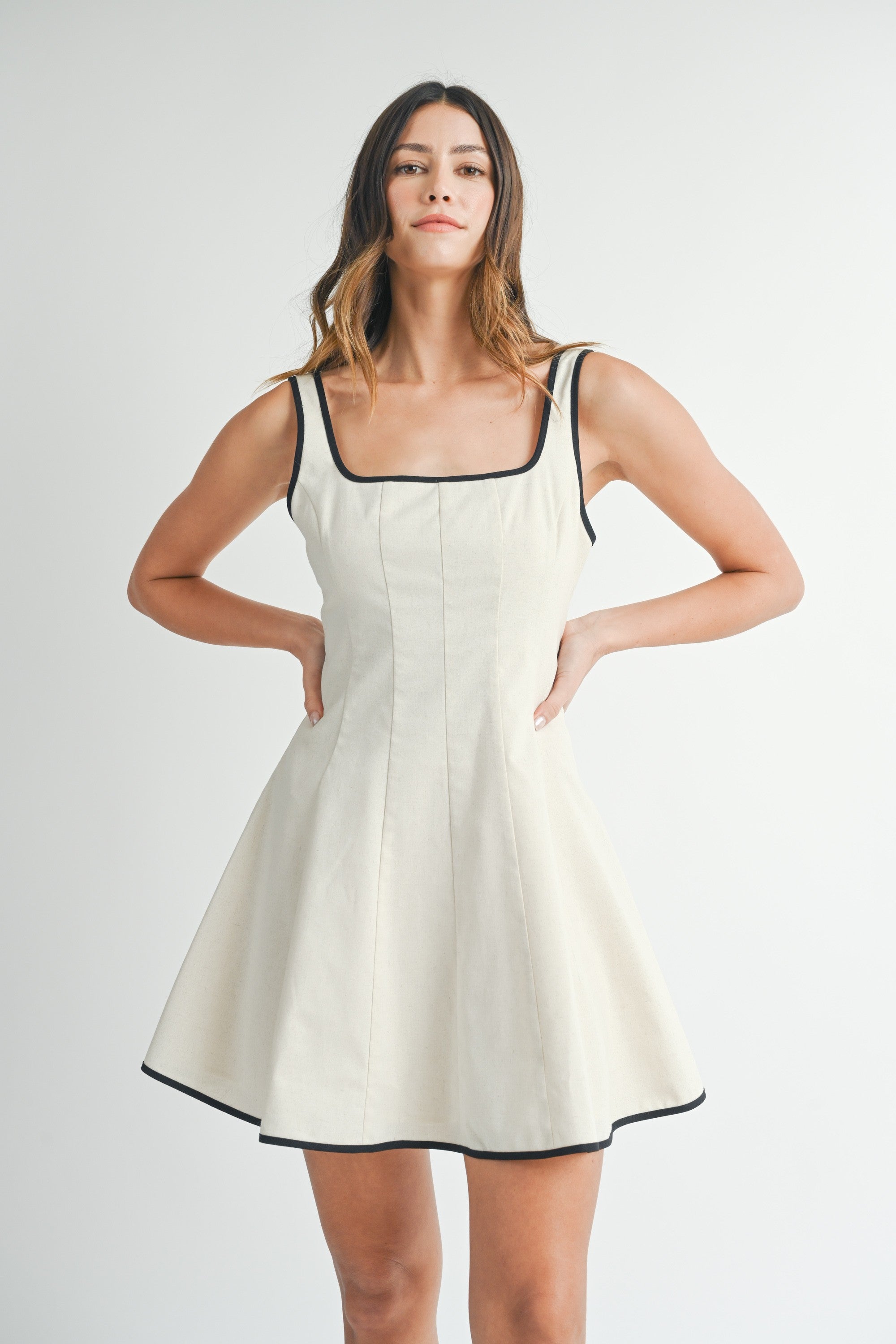 Image of Square Neck Flare Mini Dress