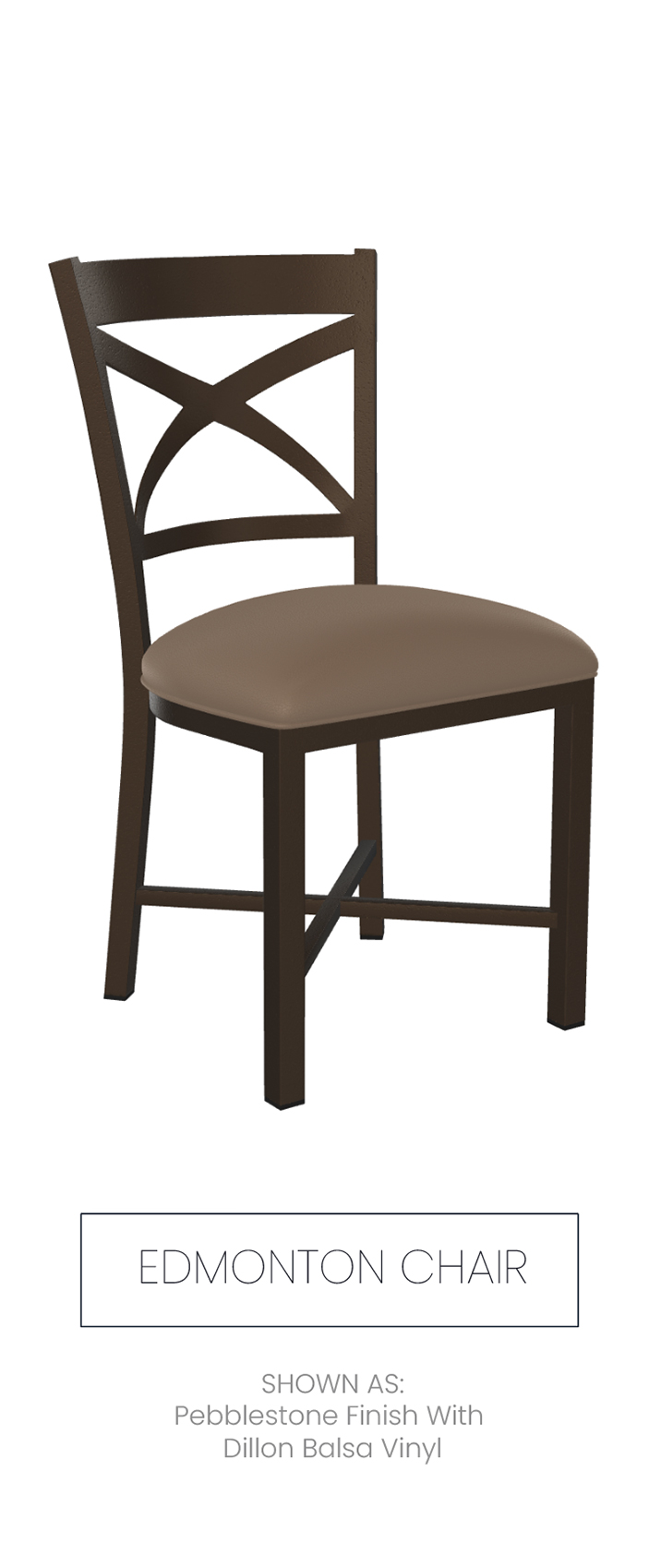 Edmonton chair shown in Pebbblestone finish with Dillon Balsa Vinyl.