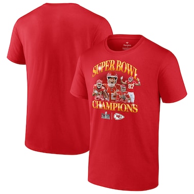  Fanatics Branded Patrick Mahomes & Travis Kelce Red  Super Bowl LVIII Champions Retro Duo T-Shirt