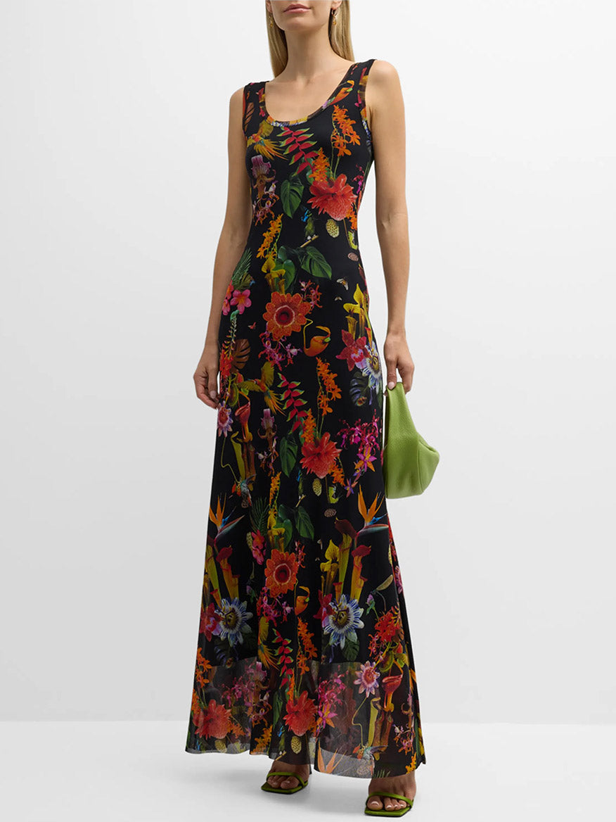 Image of Fuzzi Abito Floral Sleeveless Dress in Nero Multi