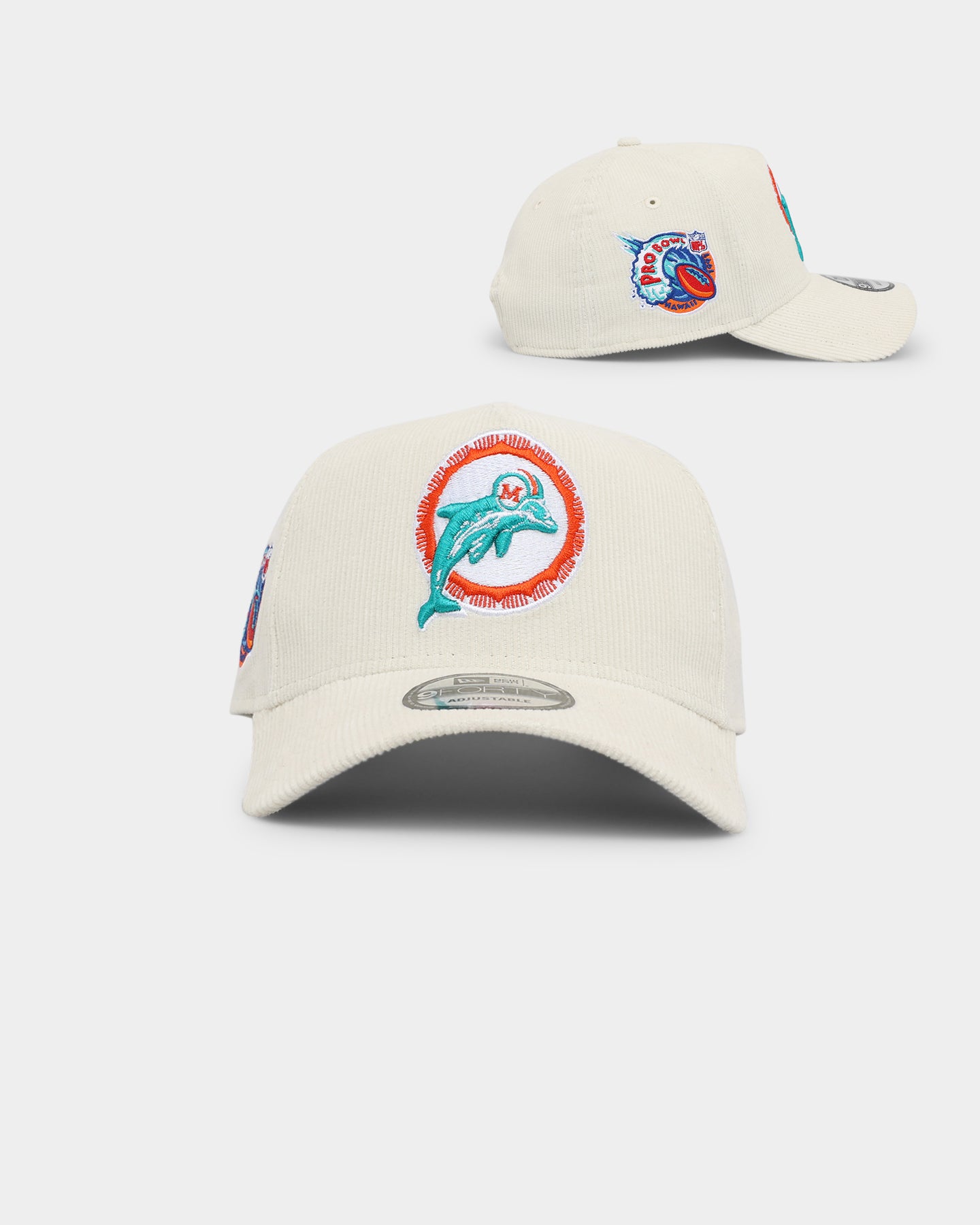 Image of New Era Miami Dolphins 'NFL Season' Corduroy 9FORTY A-Frame Snapback Chrome/OTC