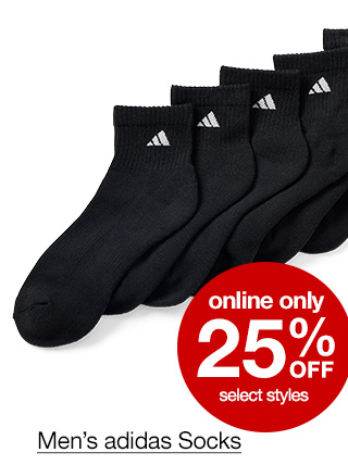 online only, 25% Off select styles Men's adidas socks